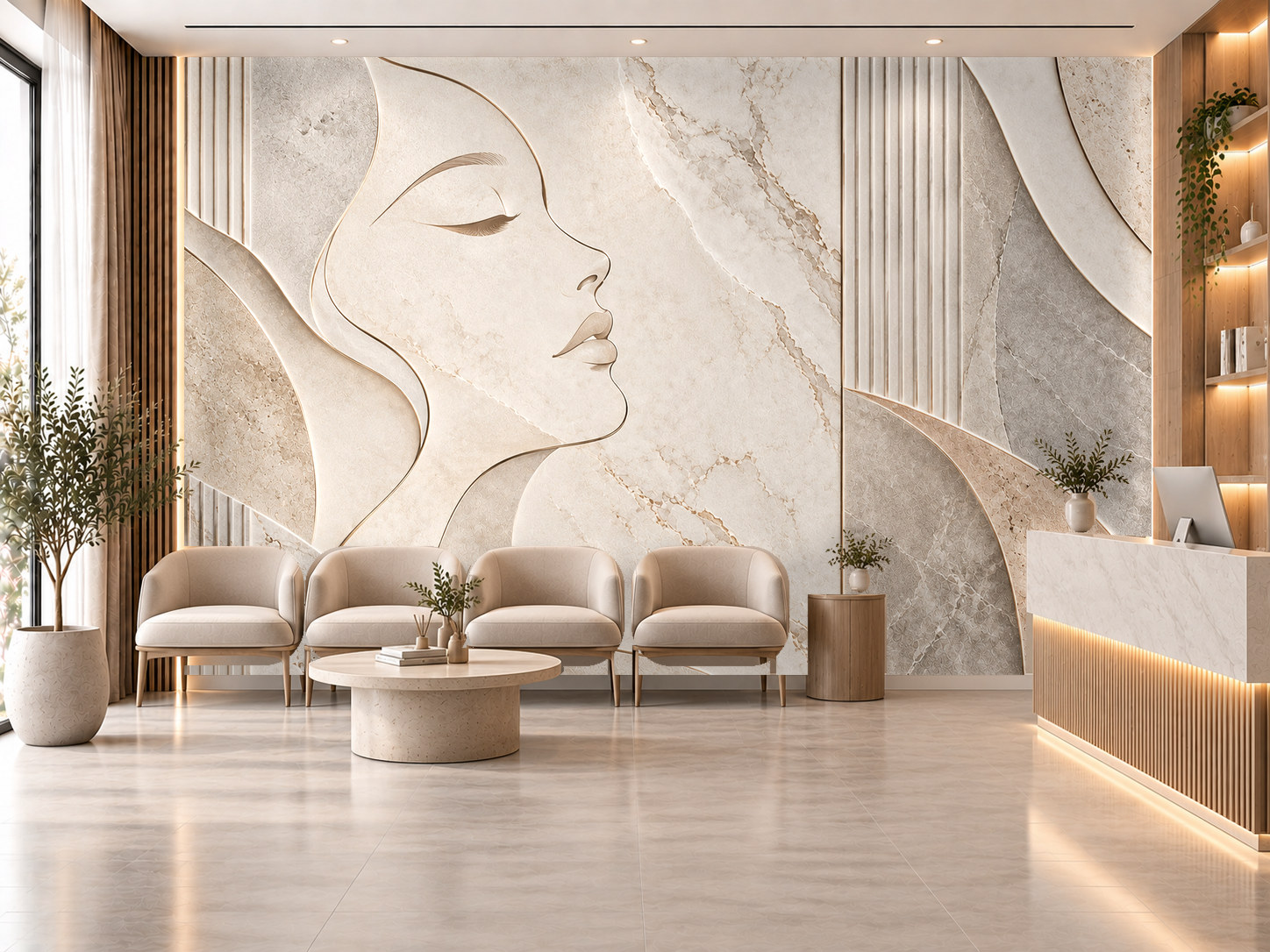 Soft Aesthetic Stone — Estetik & Kozmetik Duvar Kağıdı (TS-AC-001A) – görsel 1