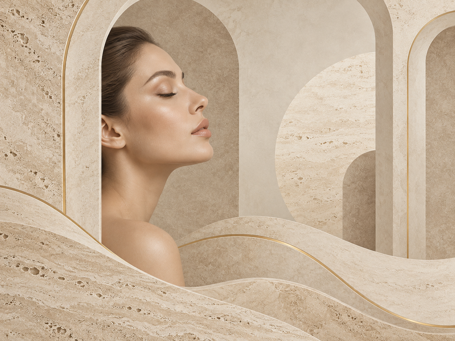 Travertine Beauty Calm — Estetik & Kozmetik Duvar Kağıdı (TS-AC-002) – görsel 2