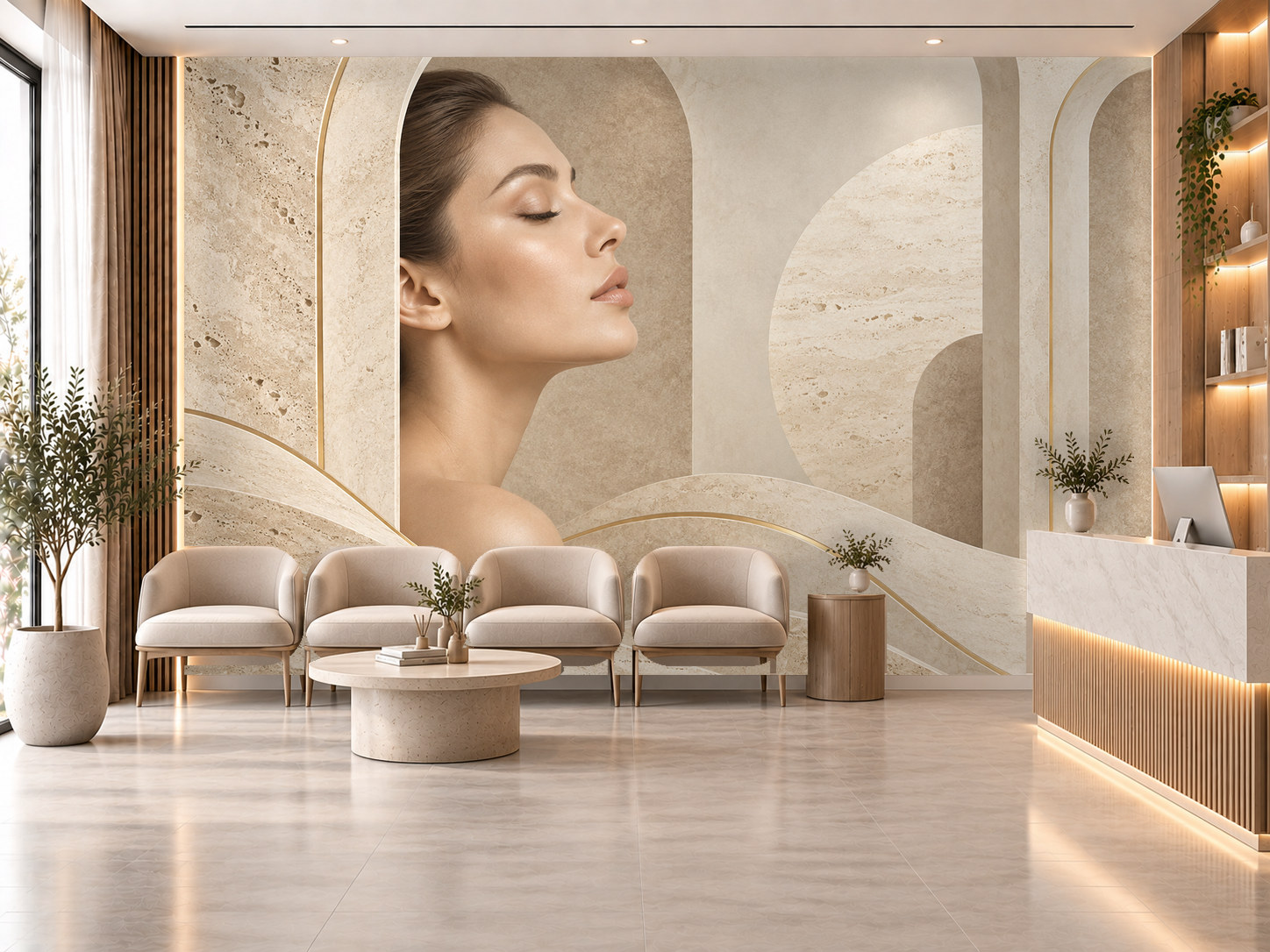 Travertine Beauty Calm — Estetik & Kozmetik Duvar Kağıdı (TS-AC-002) – görsel 1