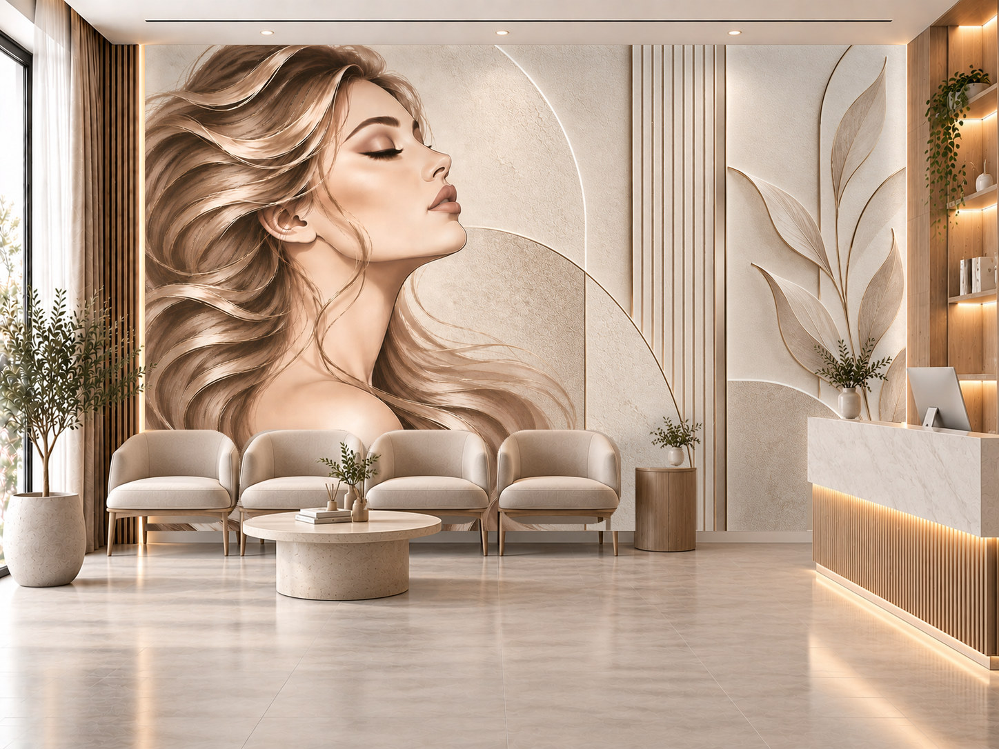 Minimal Beauty Relief — Estetik & Kozmetik Duvar Kağıdı (TS-AC-005) – görsel 1