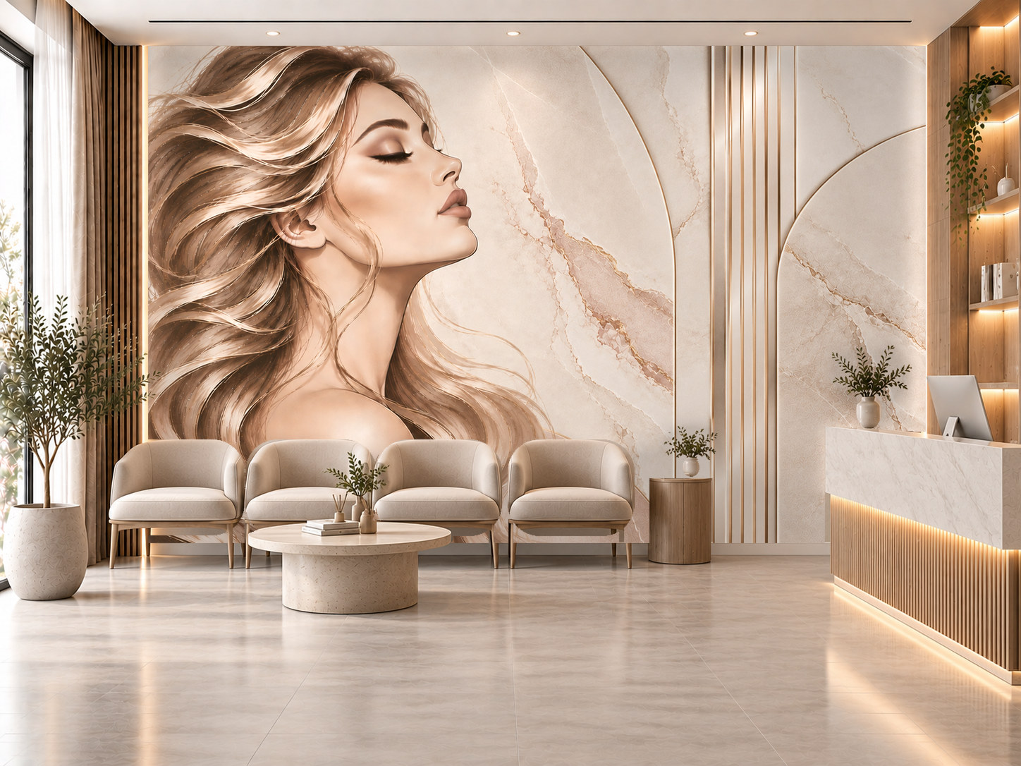 Nude Clinic Marble — Estetik & Kozmetik Duvar Kağıdı (TS-AC-006) – görsel 1