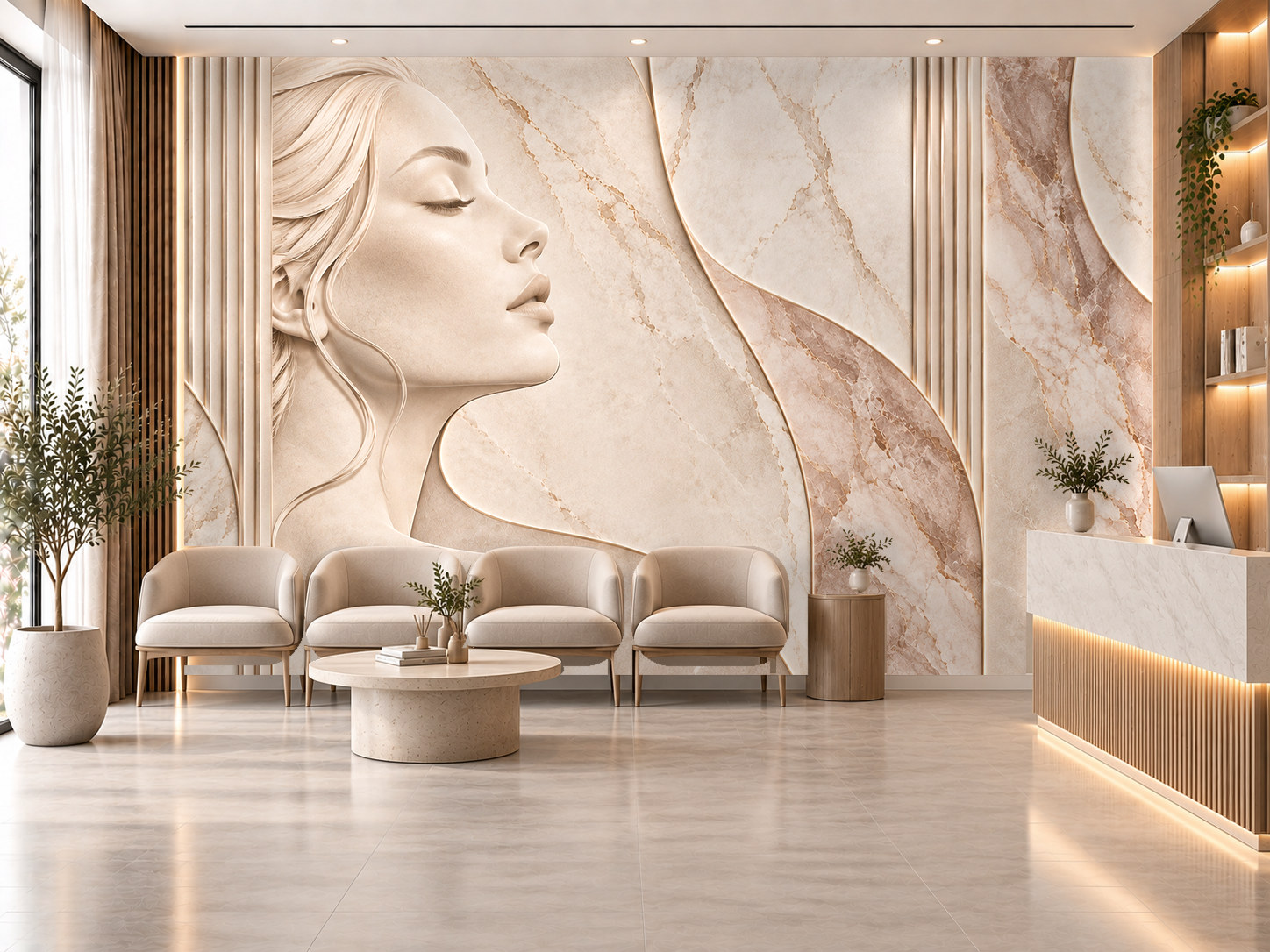 Nude Clinic Marble — Estetik & Kozmetik Duvar Kağıdı (TS-AC-006A) – görsel 1