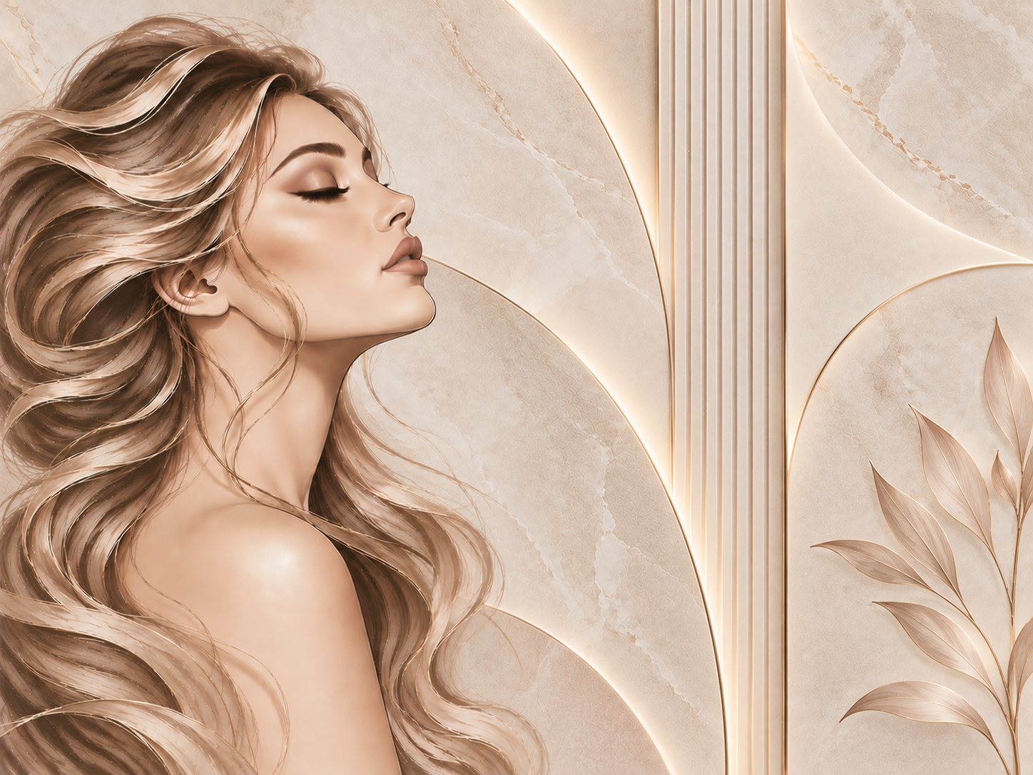 Serene Glow Surface — Estetik & Kozmetik Duvar Kağıdı (TS-AC-007) – görsel 2