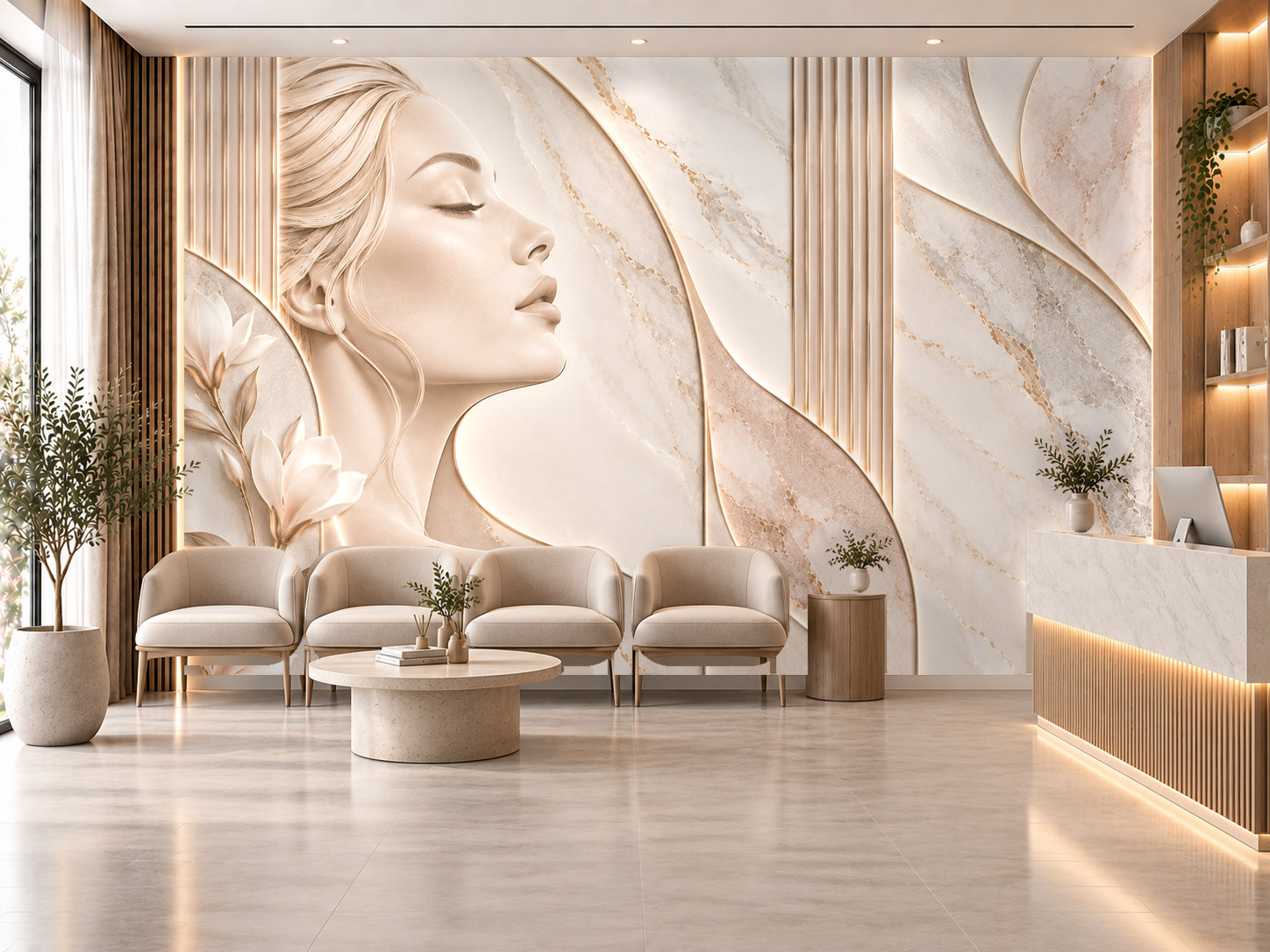 Beauty Salon Soft Marble — Estetik & Kozmetik Duvar Kağıdı (TS-AC-012) – görsel 1