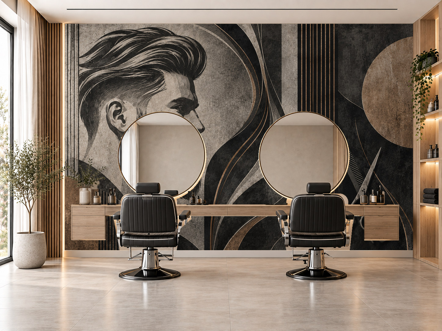 Charcoal Hair Flow — Berber Duvar Kağıdı (TS-BR-006) – görsel 1