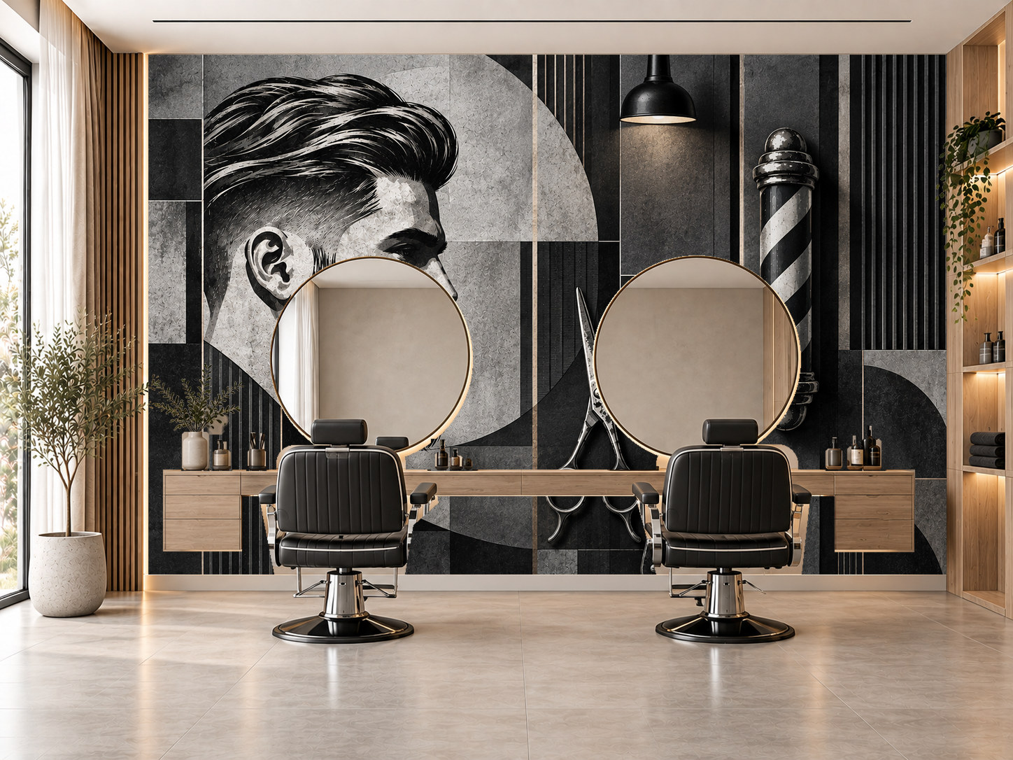 Graphite Cut Studio — Berber Duvar Kağıdı (TS-BR-011) – görsel 1