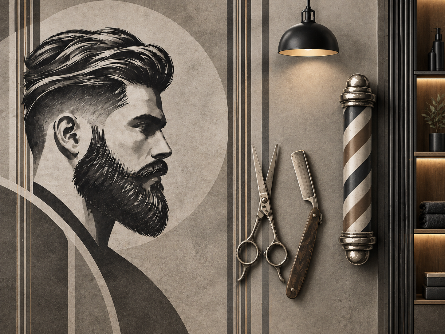Soft Concrete Barber — Berber Duvar Kağıdı (TS-BR-013) – görsel 2