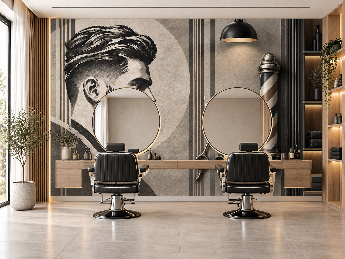 Soft Concrete Barber — Berber Duvar Kağıdı (TS-BR-013) – görsel 1