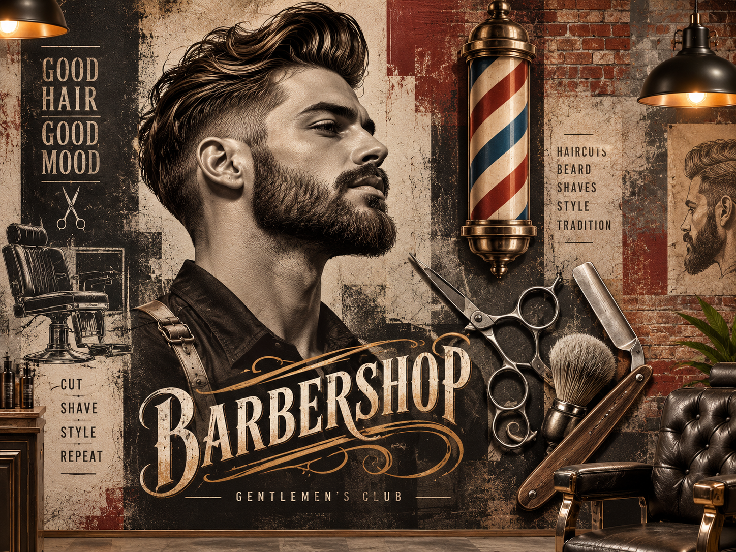 Retro Barber Poster — Berber Duvar Kağıdı (TS-BR-016) – görsel 2