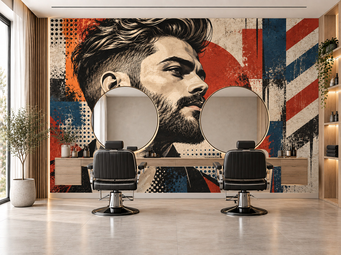 Pop Art Barber Mood — Berber Duvar Kağıdı (TS-BR-017) – görsel 1