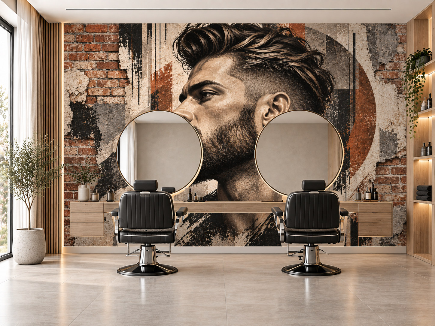 Brick & Blade Barber — Berber Duvar Kağıdı (TS-BR-018) – görsel 1