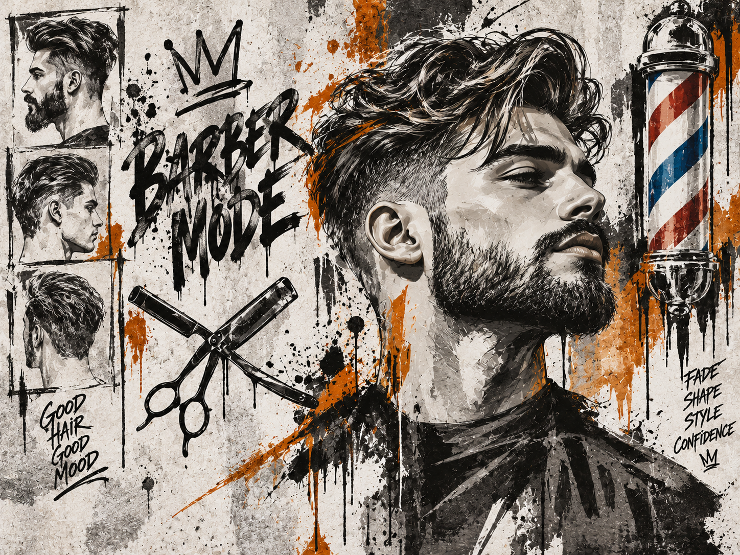Graffiti Barber — Berber Duvar Kağıdı (TS-BR-021) – görsel 2