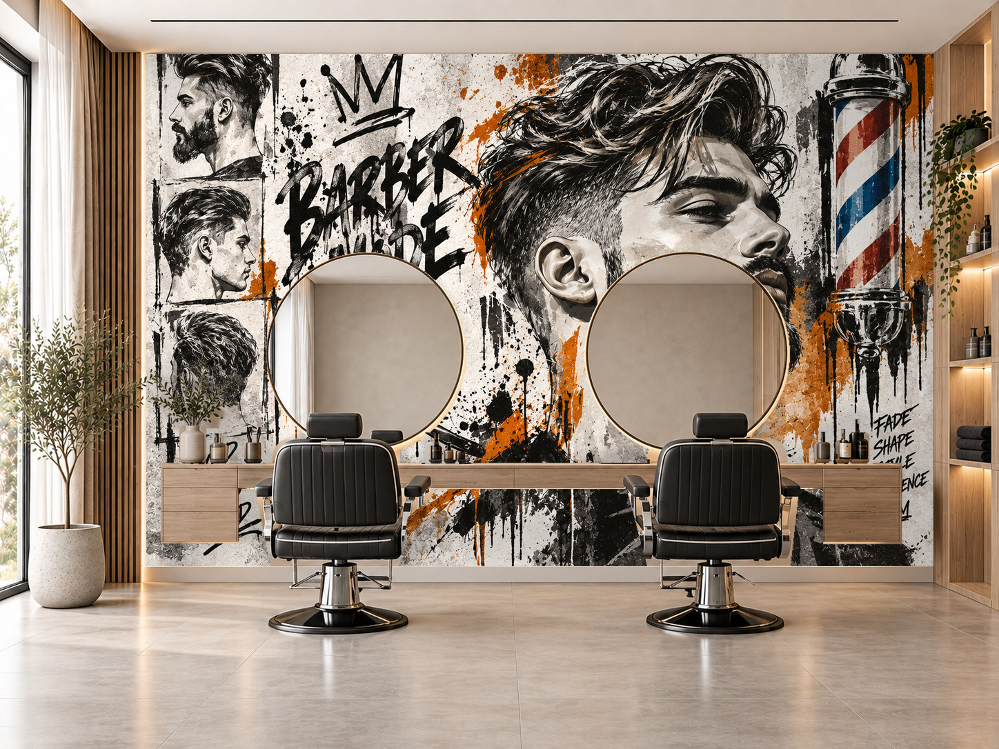 Graffiti Barber — Berber Duvar Kağıdı (TS-BR-021) – görsel 1