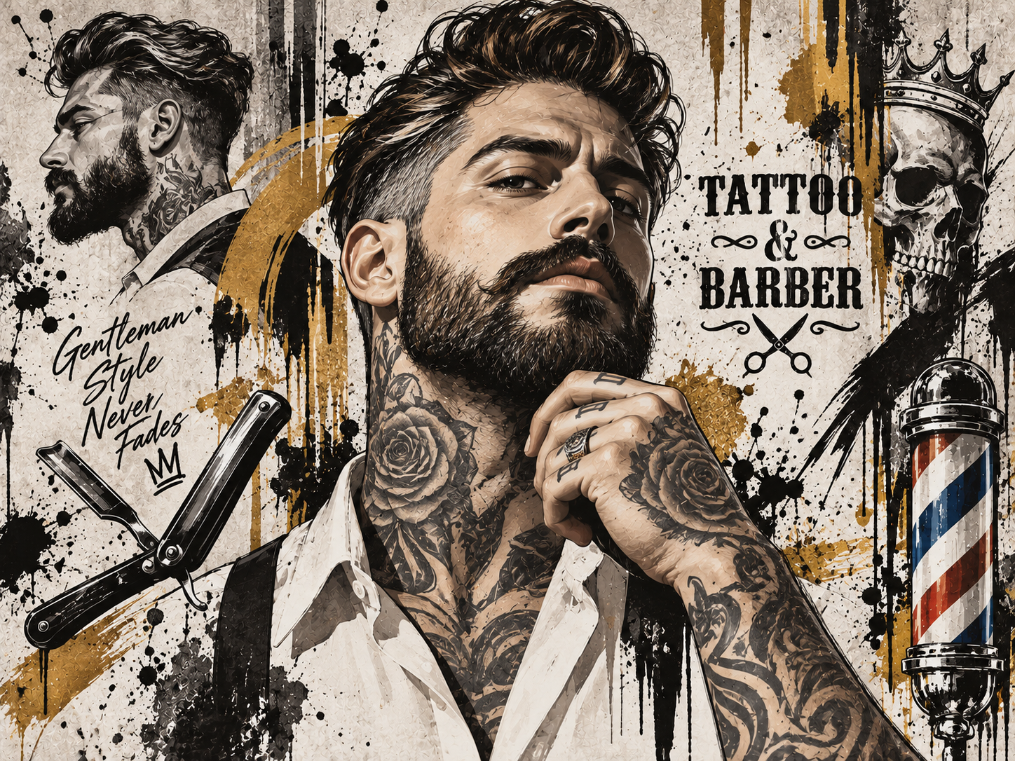 Tattoo Gentleman — Berber Duvar Kağıdı (TS-BR-022) – görsel 2