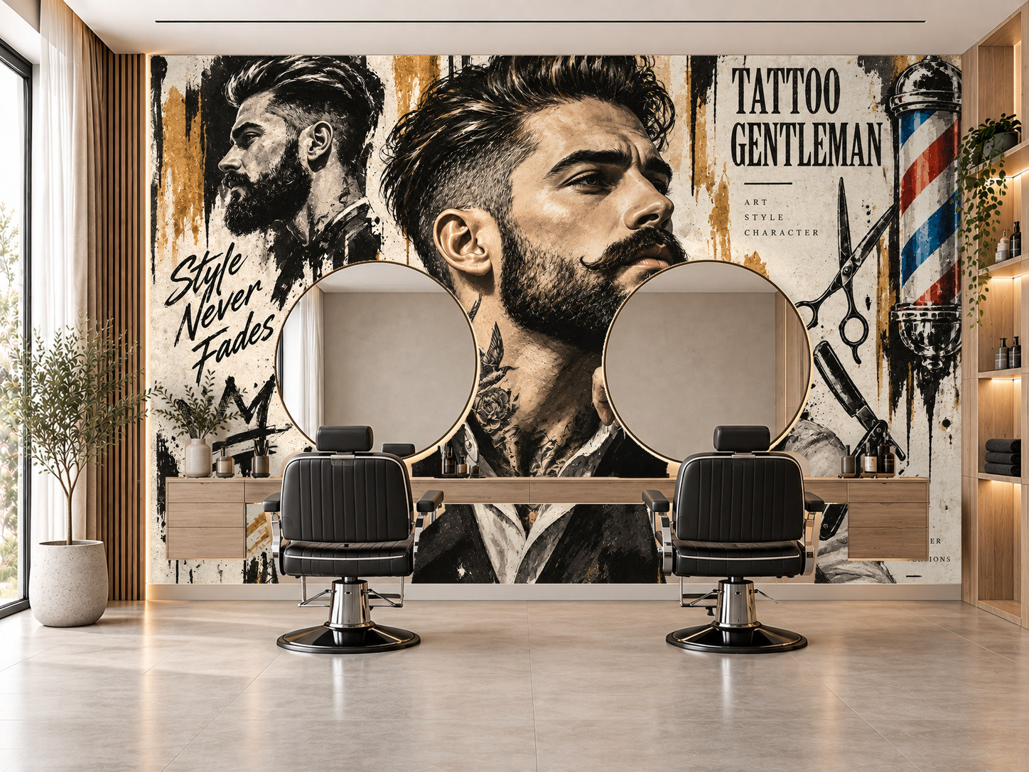 Tattoo Gentleman — Berber Duvar Kağıdı (TS-BR-022A) – görsel 1