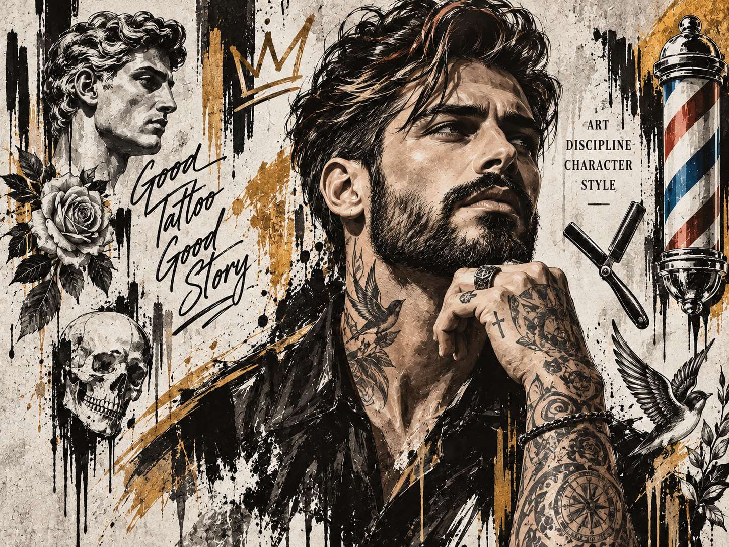 Tattoo Gentleman — Berber Duvar Kağıdı (TS-BR-022B) – görsel 2