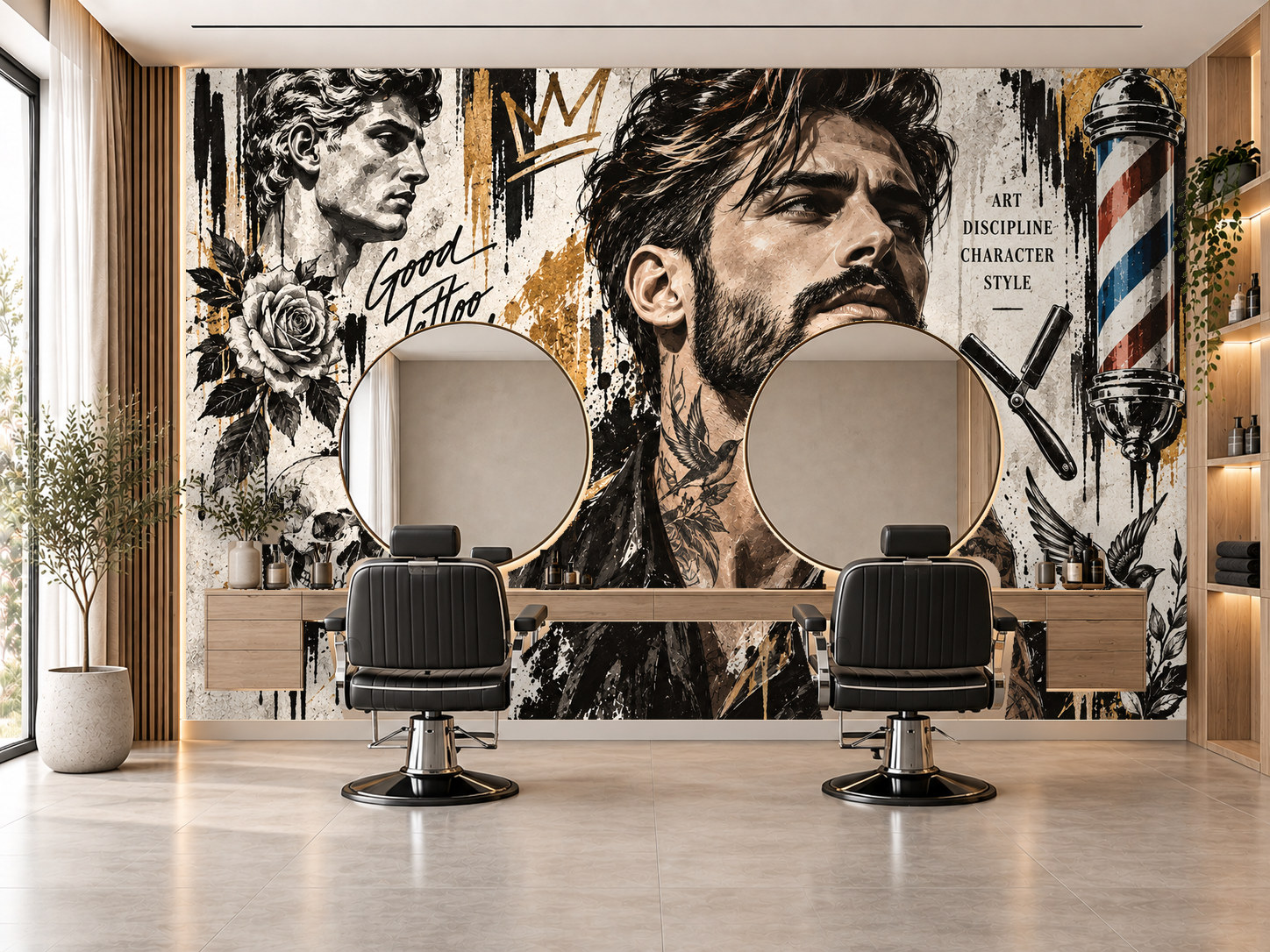Tattoo Gentleman — Berber Duvar Kağıdı (TS-BR-022B) – görsel 1