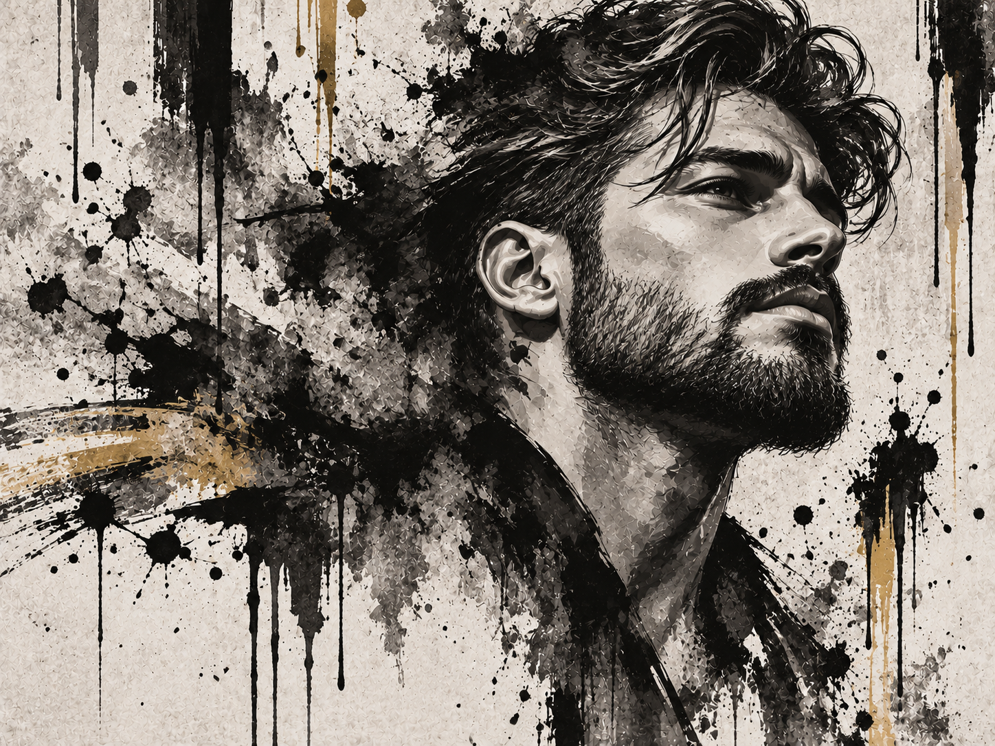 Black Ink Fade — Berber Duvar Kağıdı (TS-BR-023) – görsel 2