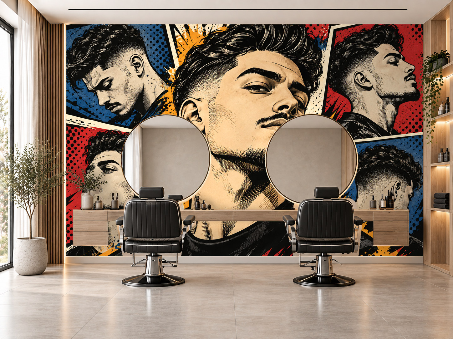 Comic Barber — Berber Duvar Kağıdı (TS-BR-024) – görsel 1