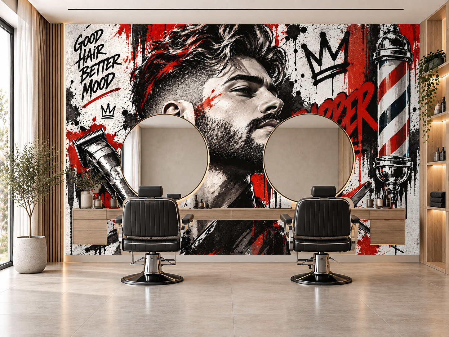 Red Black Street Cut — Berber Duvar Kağıdı (TS-BR-025A) – görsel 1