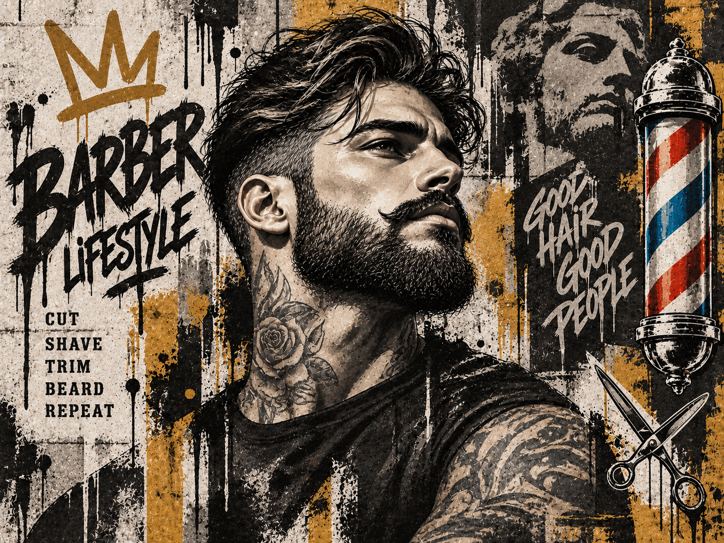 Urban Beard Portrait — Berber Duvar Kağıdı (TS-BR-028) – görsel 2