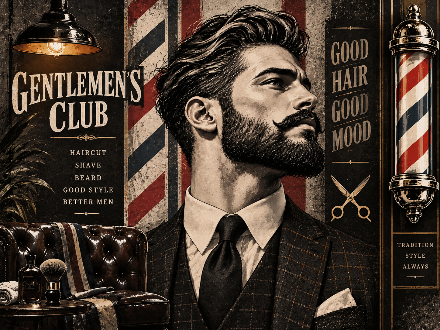 Retro Club Gentleman — Berber Duvar Kağıdı (TS-BR-030) – görsel 2