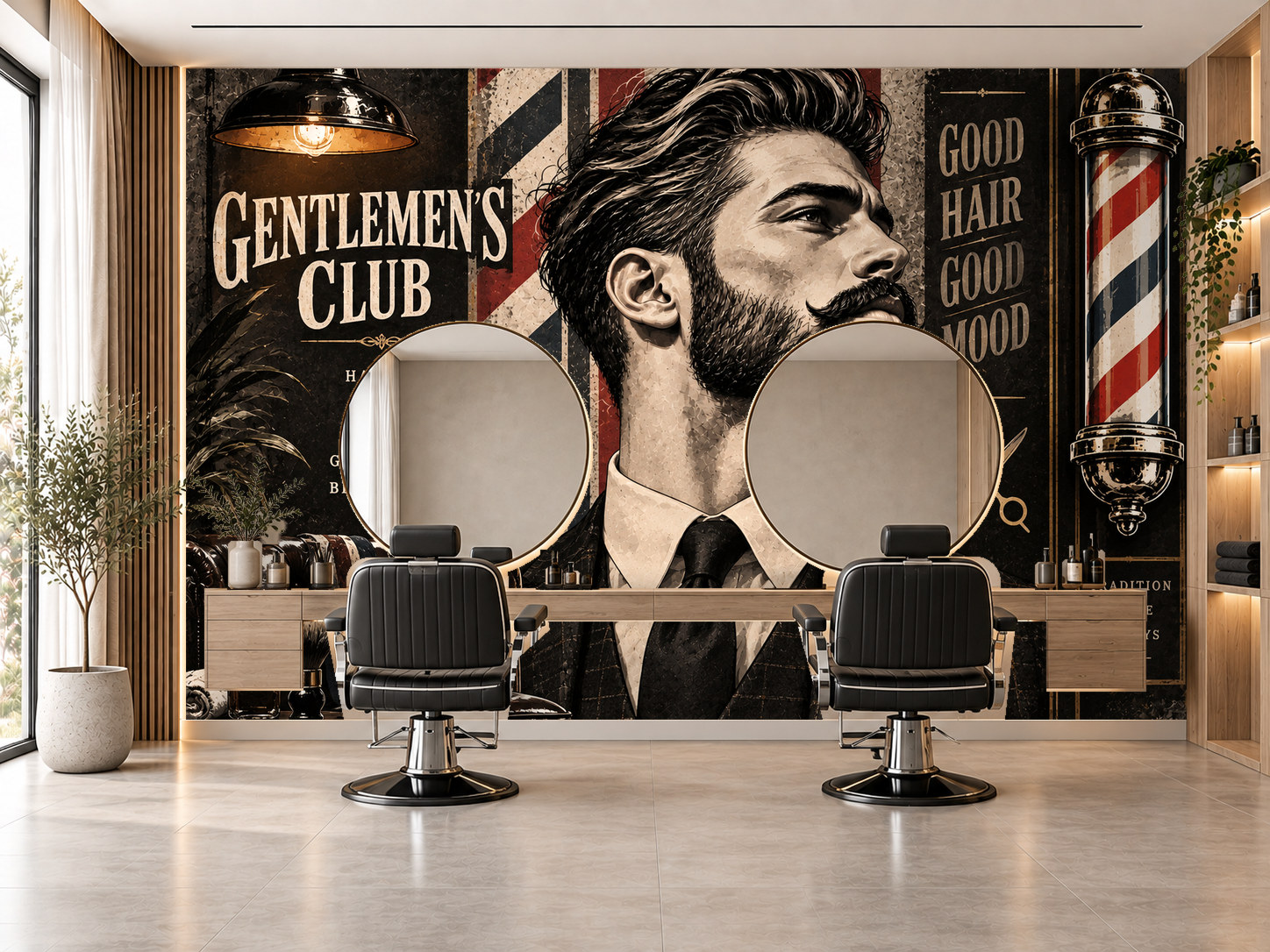 Retro Club Gentleman — Berber Duvar Kağıdı (TS-BR-030) – görsel 1