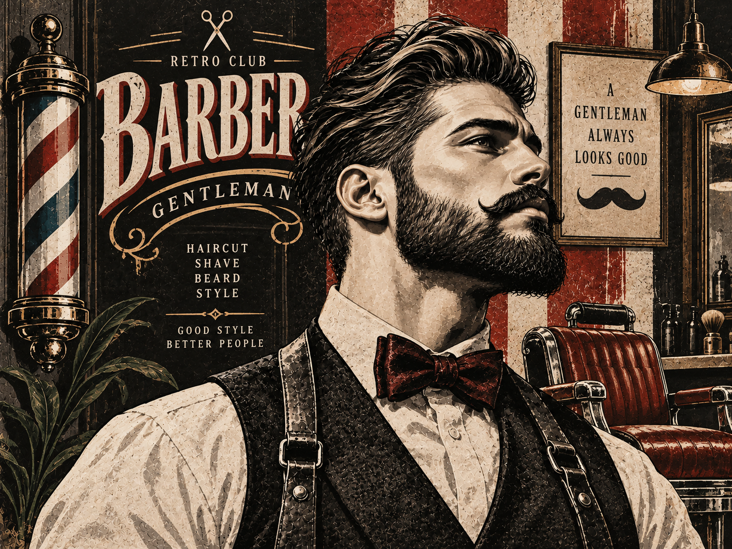 Retro Club Gentleman — Berber Duvar Kağıdı (TS-BR-030A) – görsel 2