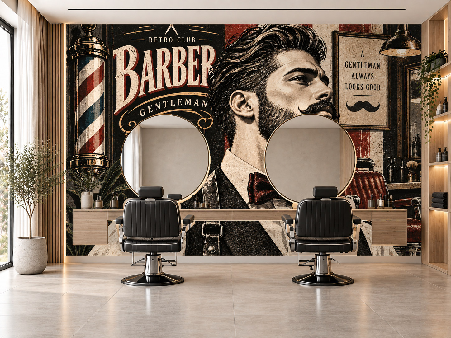 Retro Club Gentleman — Berber Duvar Kağıdı (TS-BR-030A) – görsel 1