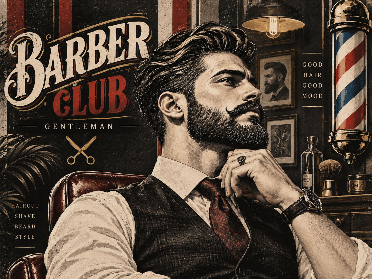 Retro Club Gentleman — Berber Duvar Kağıdı (TS-BR-030B) – görsel 2