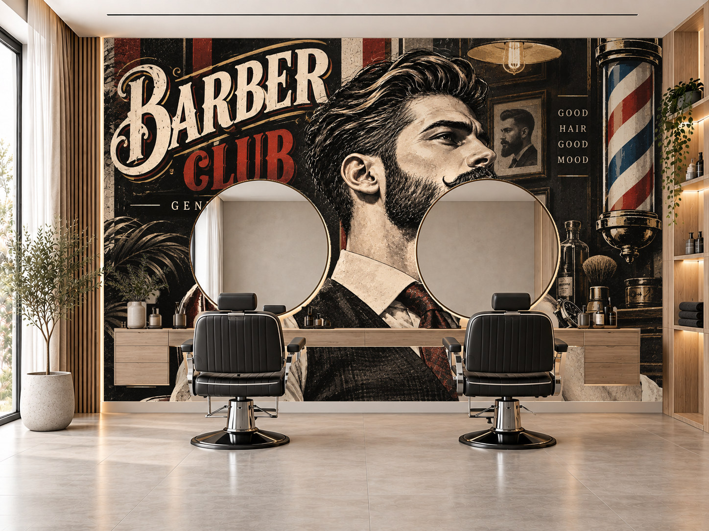 Retro Club Gentleman — Berber Duvar Kağıdı (TS-BR-030B) – görsel 1
