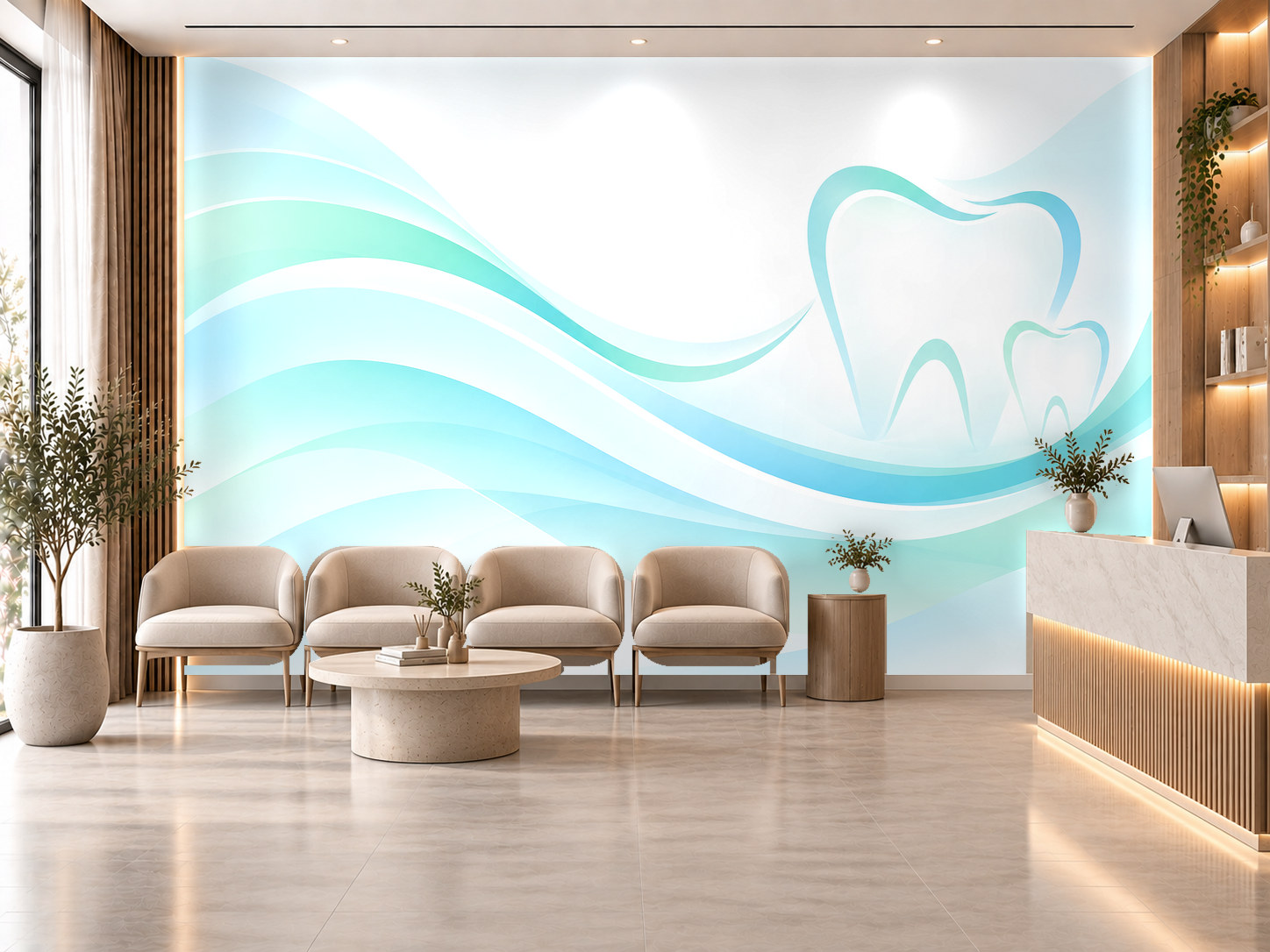 Aqua Smile Flow — Diş kliniği Duvar Kağıdı (TS-DT-001) – görsel 1