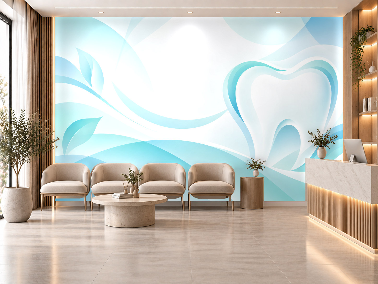 Aqua Smile Flow — Diş kliniği Duvar Kağıdı (TS-DT-001A) – görsel 1
