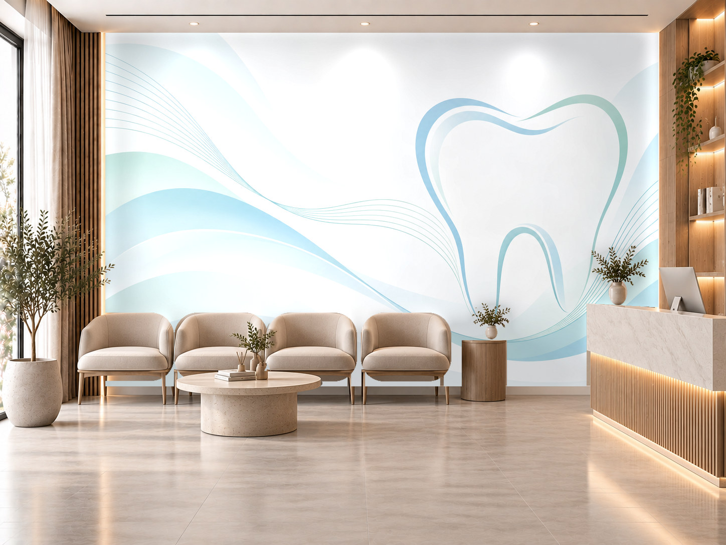 Clean Tooth Contour — Diş kliniği Duvar Kağıdı (TS-DT-002) – görsel 1