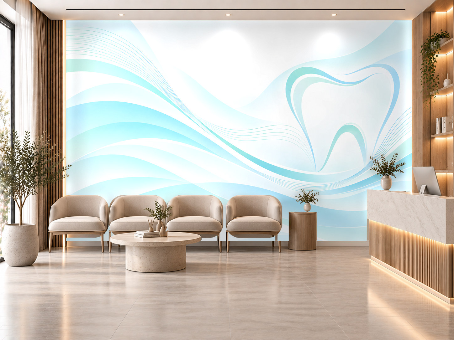 Minimal Oral Care Line — Diş kliniği Duvar Kağıdı (TS-DT-004) – görsel 1