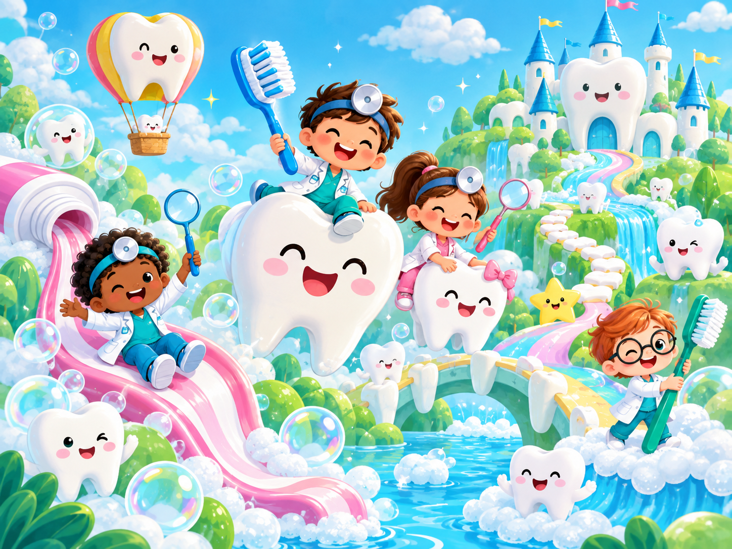 Little Dentist Adventure — Diş kliniği Duvar Kağıdı (TS-DT-009) – görsel 2