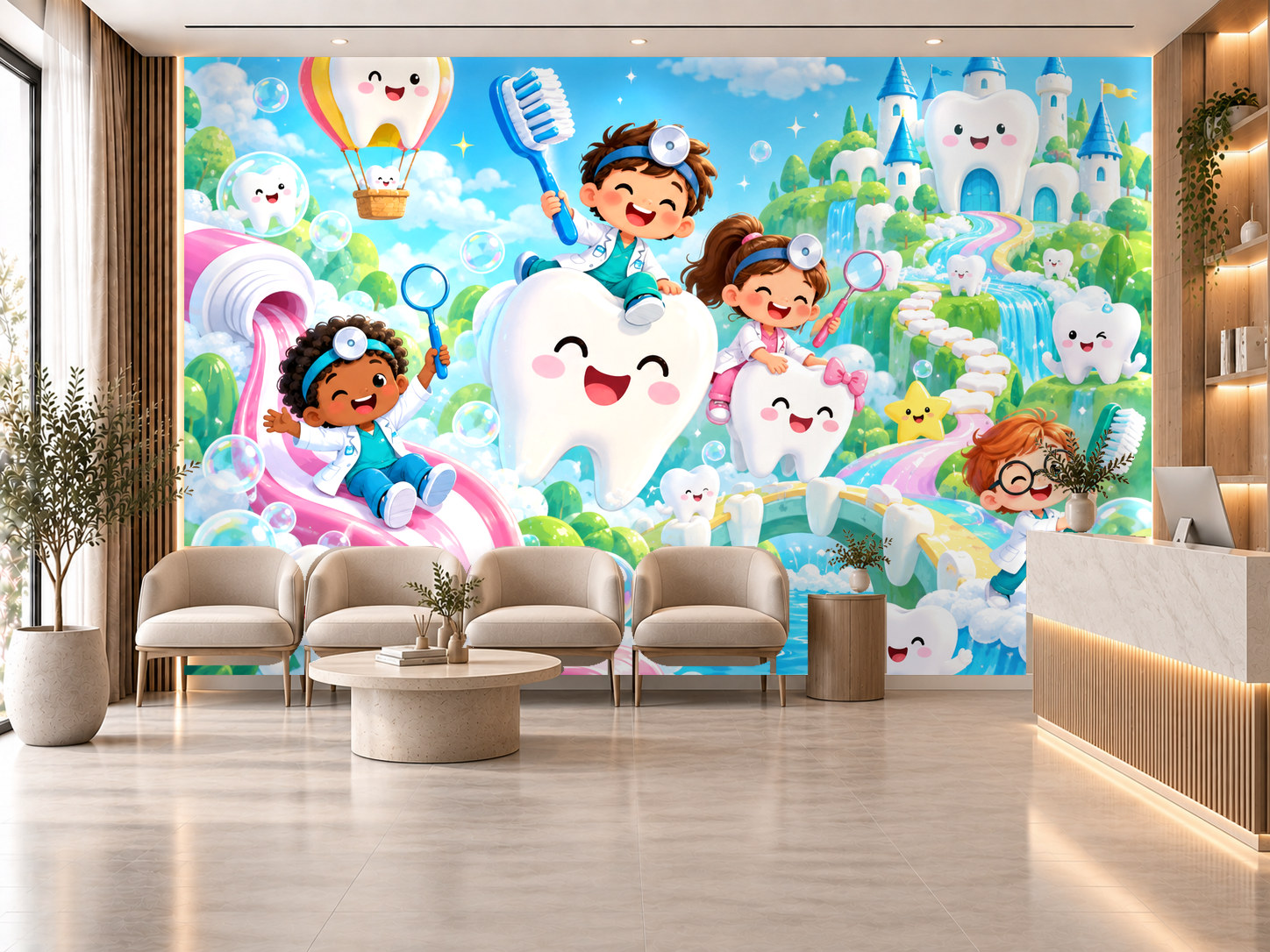 Little Dentist Adventure — Diş kliniği Duvar Kağıdı (TS-DT-009) – görsel 1