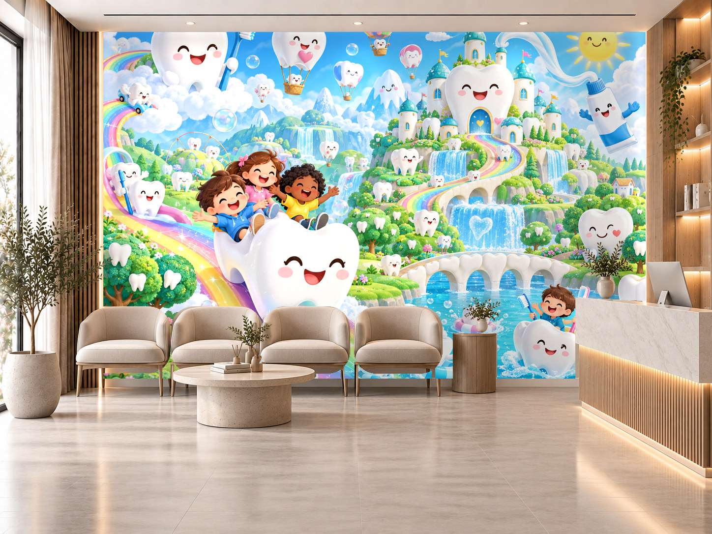 Smiling Teeth World — Diş kliniği Duvar Kağıdı (TS-DT-010) – görsel 1