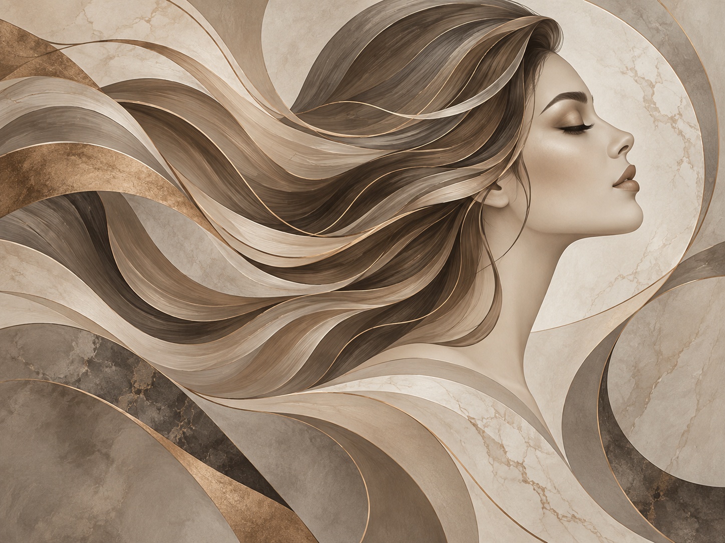 Elegant Hair Flow — Kuaför Duvar Kağıdı (TS-HB-001) – görsel 3