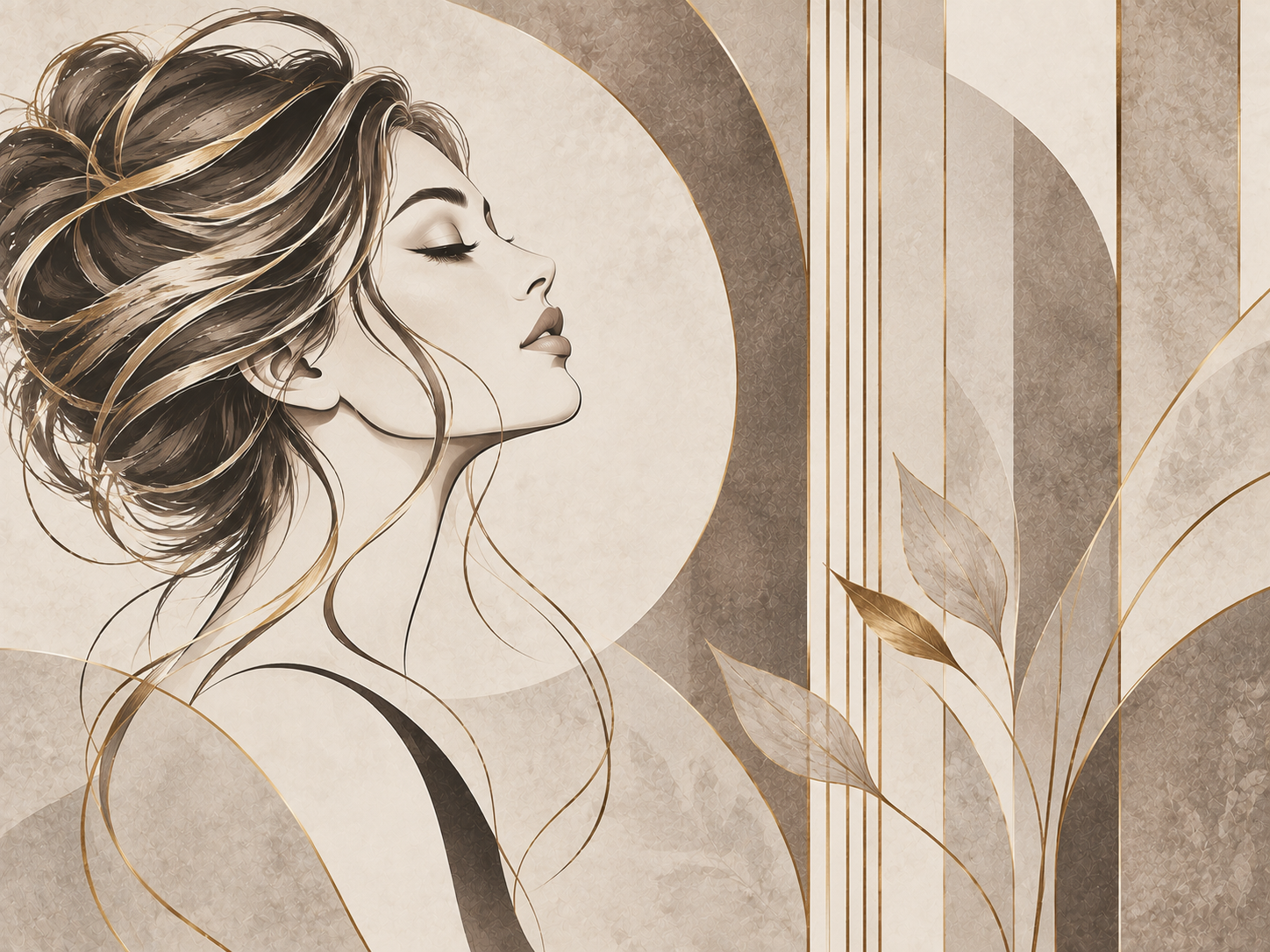 Graceful Hair Silhouette — Kuaför Duvar Kağıdı (TS-HB-007) – görsel 2