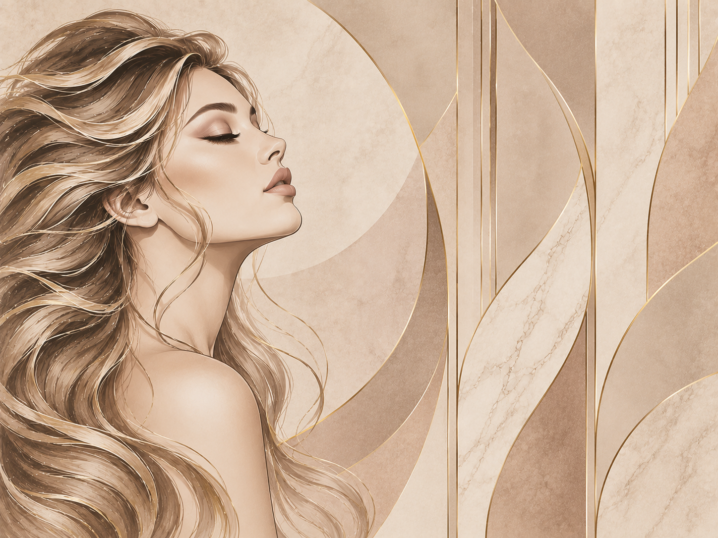 Nude Luxury Salon — Kuaför Duvar Kağıdı (TS-HB-008) – görsel 2