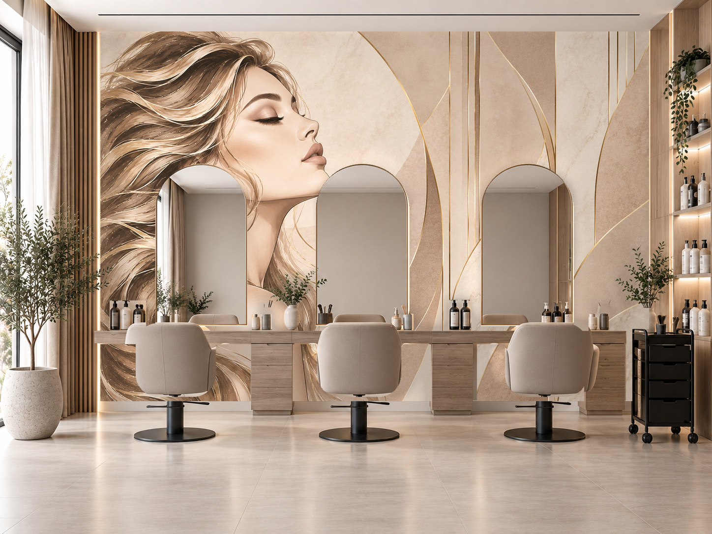 Nude Luxury Salon — Kuaför Duvar Kağıdı (TS-HB-008) – görsel 1