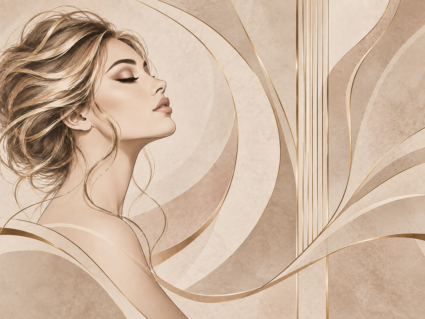 Soft Glamour Lines — Kuaför Duvar Kağıdı (TS-HB-009) – görsel 2