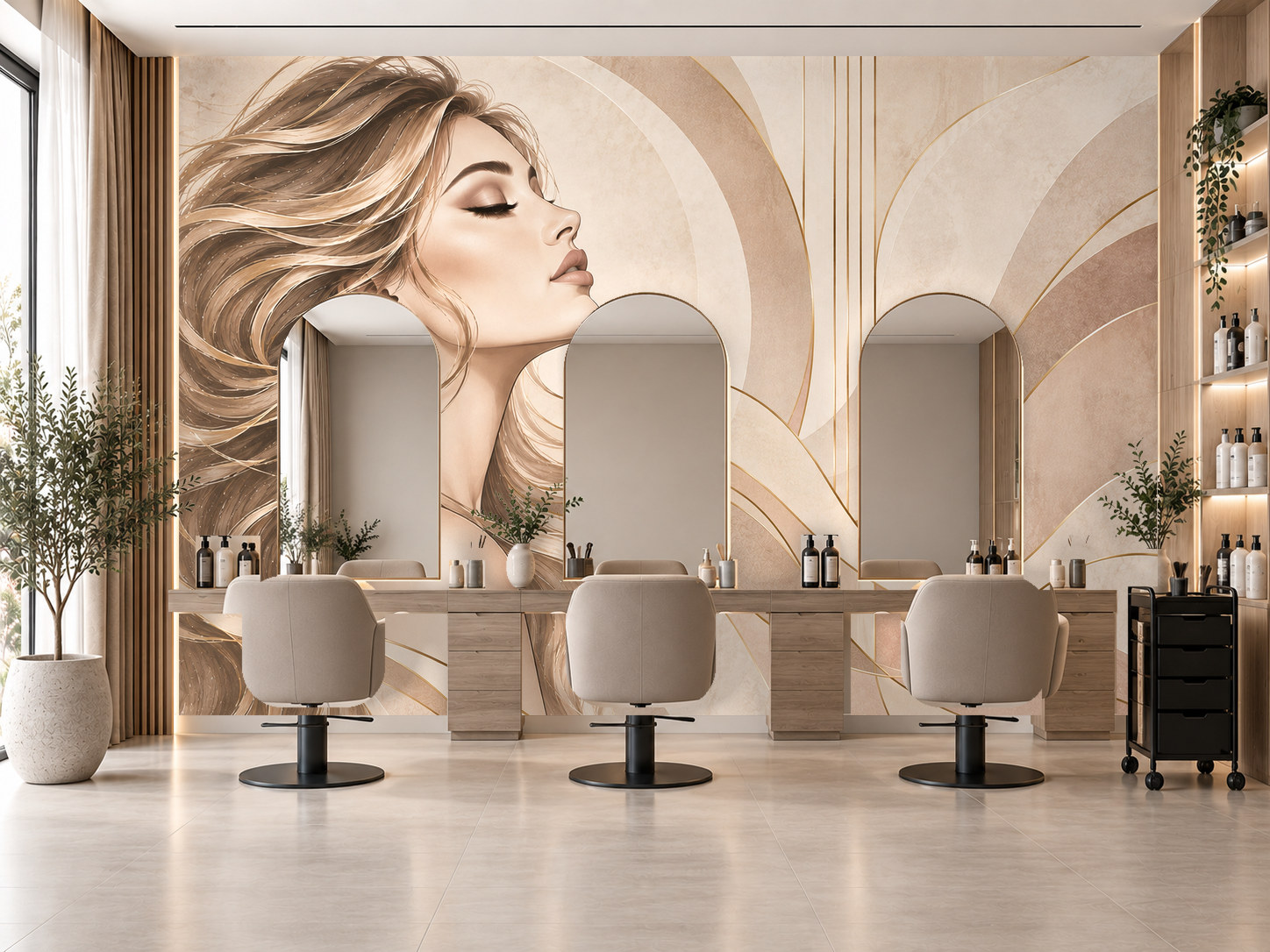 Beauty Wave Studio — Kuaför Duvar Kağıdı (TS-HB-010) – görsel 1