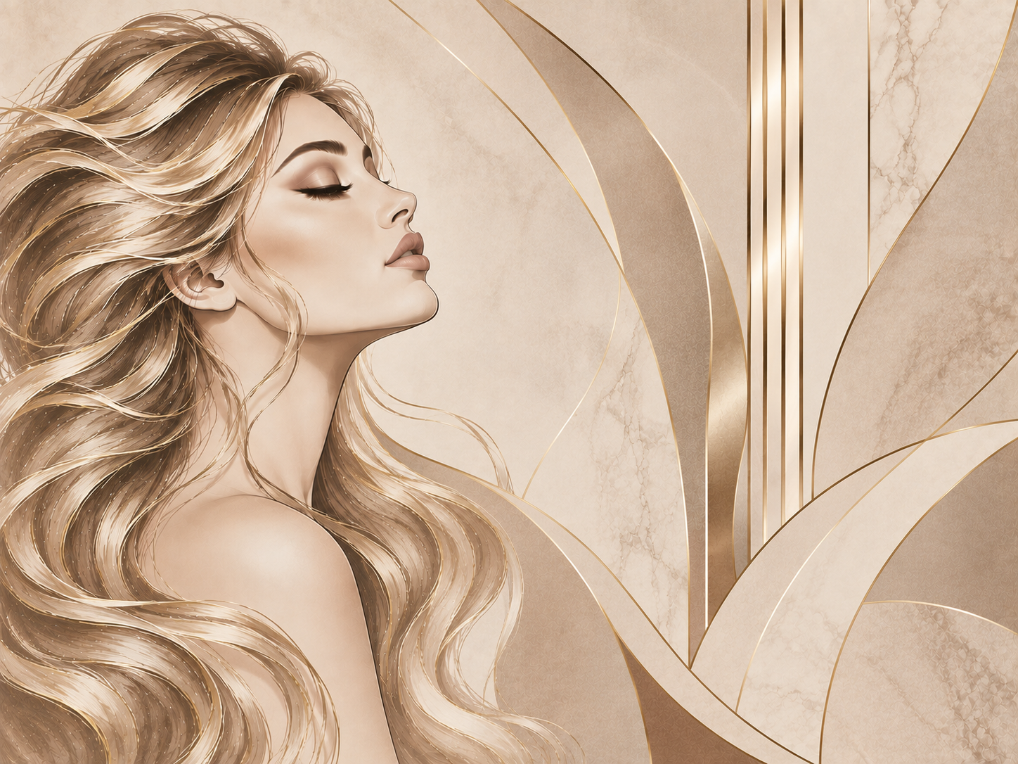 Champagne Hair Art — Kuaför Duvar Kağıdı (TS-HB-011) – görsel 2