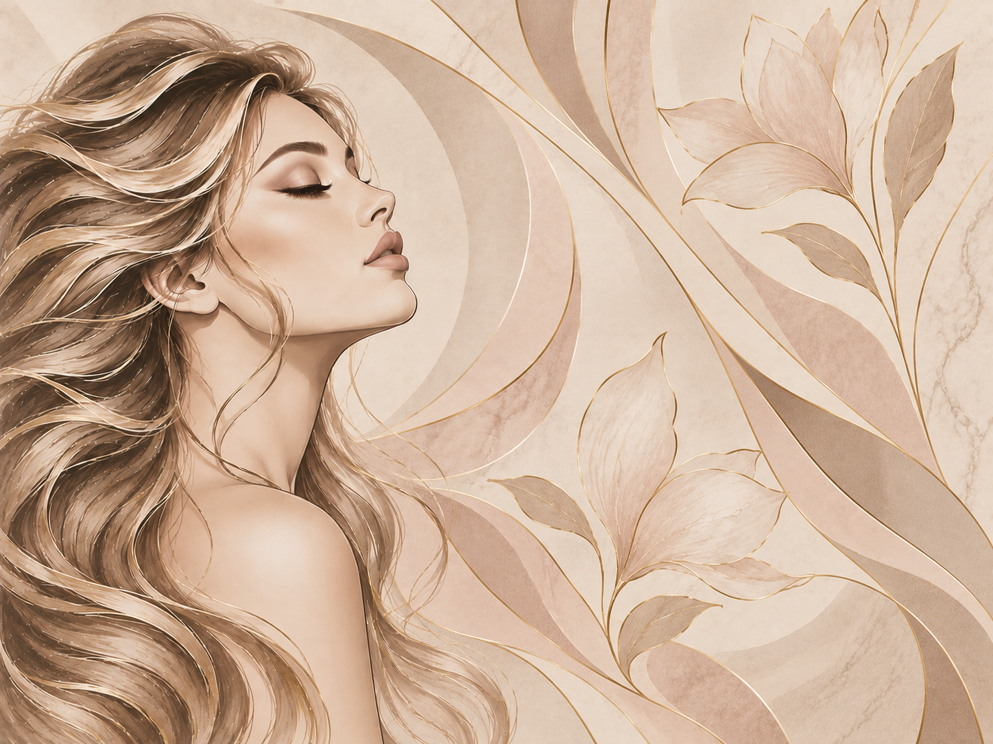 Delicate Feminine Flow — Kuaför Duvar Kağıdı (TS-HB-013) – görsel 2