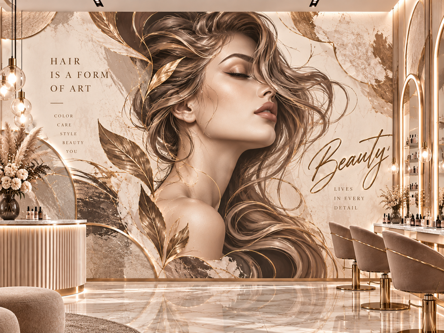 Artistic Hair Muse — Kuaför Duvar Kağıdı (TS-HB-017) – görsel 2