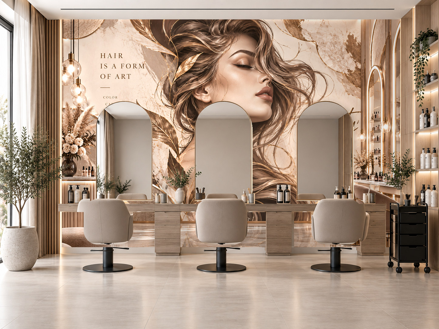 Artistic Hair Muse — Kuaför Duvar Kağıdı (TS-HB-017) – görsel 1