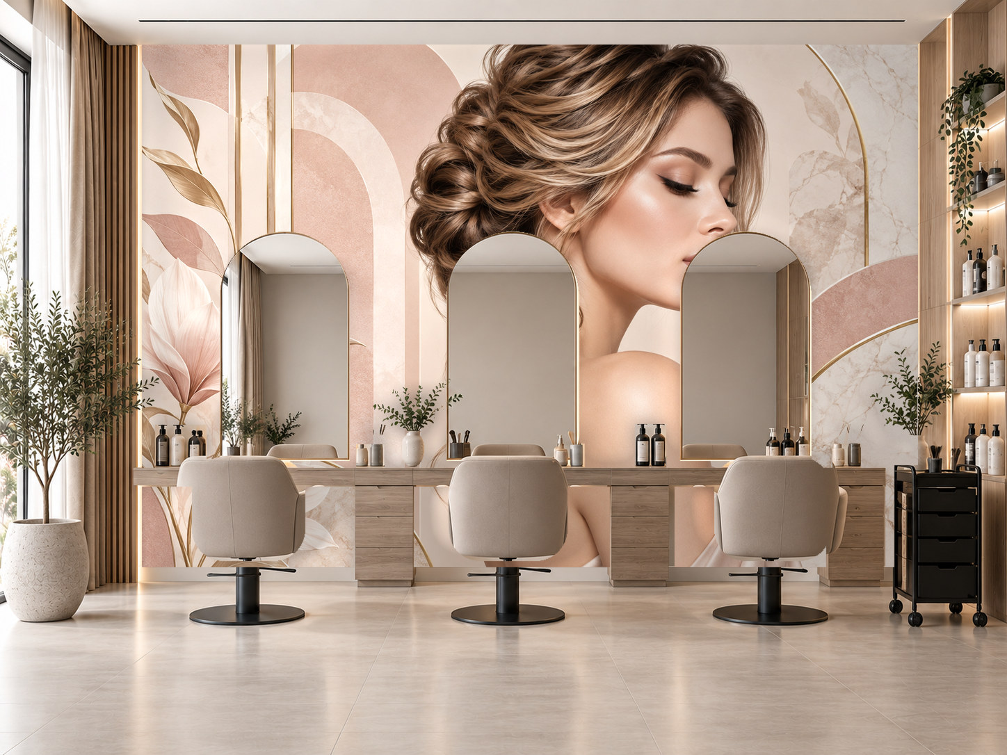 Modern Salon Portrait — Kuaför Duvar Kağıdı (TS-HB-018) – görsel 1