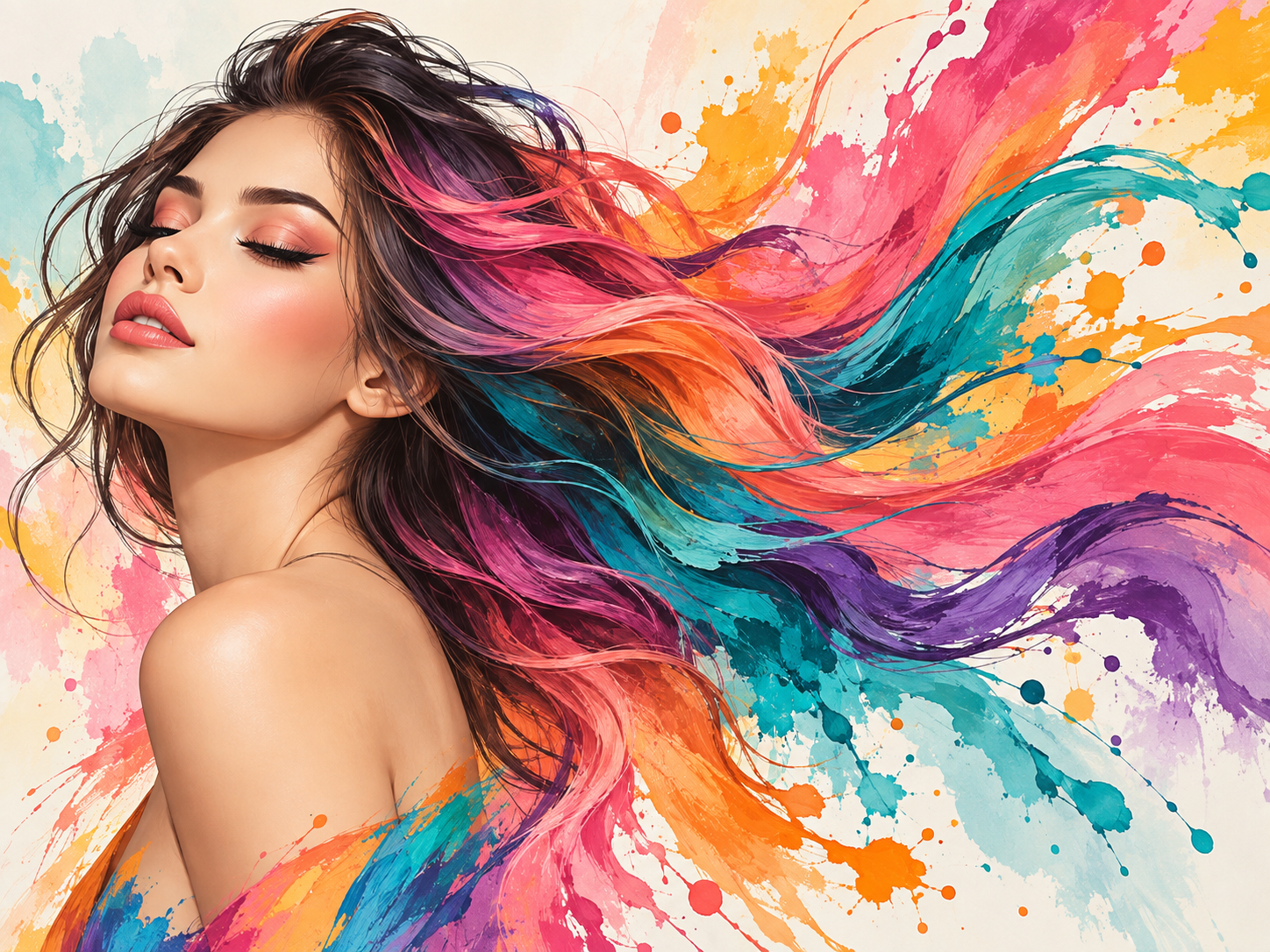 Color Splash Hair — Kuaför Duvar Kağıdı (TS-HB-021) – görsel 2